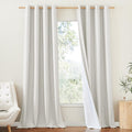 NICETOWN 100% Absolutely Blackout Linen Curtains with Thermal Insulated White Liner, Natural, W52, 2 Pieces, Noise Reducing Textured…