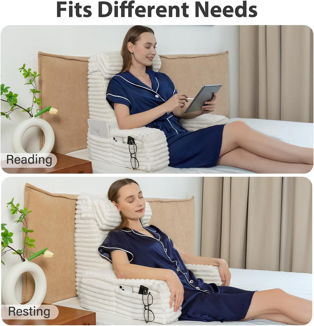 ENITYA Back Pillow for Bed Sitting up, Reading Pillow for Sitting in Bed Adult, Back Support Wedge for Reading/Resting/Post…