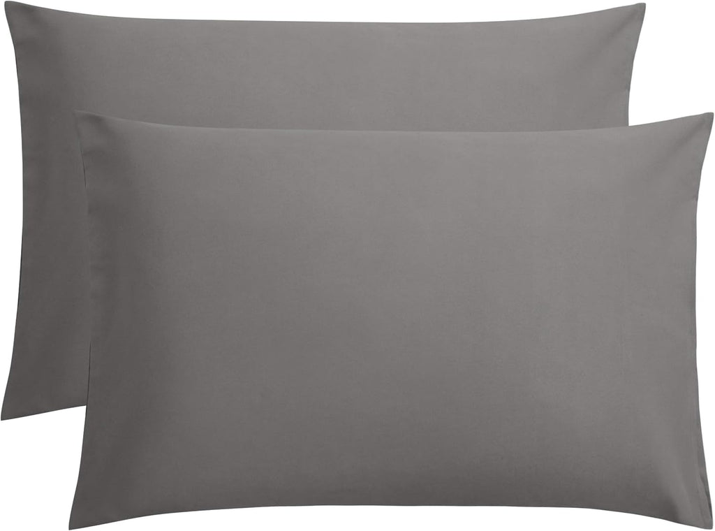 FLXXIE Pillow Cases Queen, Soft Microfiber Pillow Covers with Envelope Closure, Wrinkle Resistant Pillowcases, 2 Piece Set, 20x30, Dark Grey