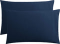 FLXXIE Pillow Cases Queen, Soft Microfiber Pillow Covers with Envelope Closure, Wrinkle Resistant Pillowcases, 2 Piece Set, 20x30, Navy
