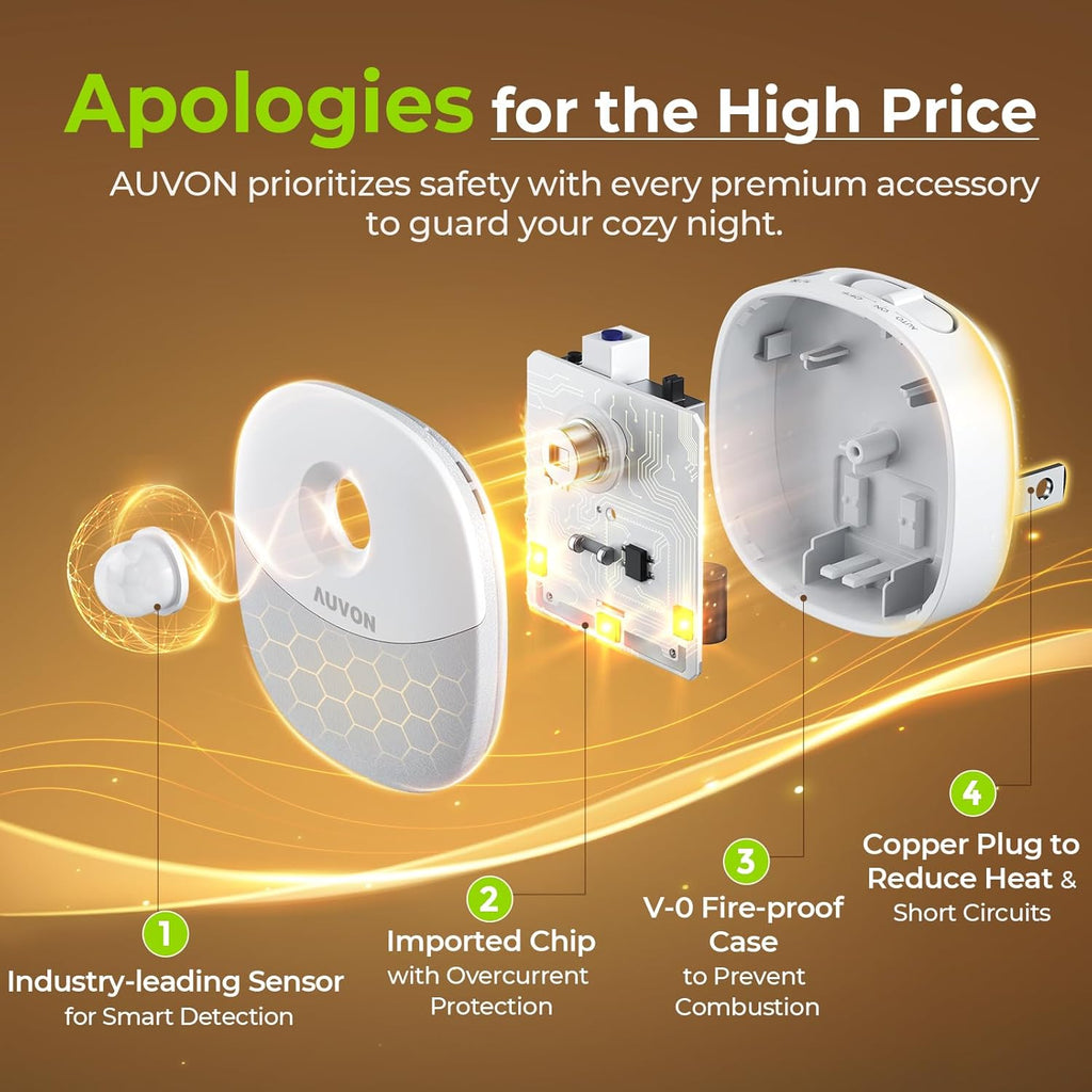 AUVON Plug in Night Light with Motion Sensor and Dusk to Dawn Sensor, Mini Warm White LED Nightlight with 1-50 lm Adjustable Brightness…