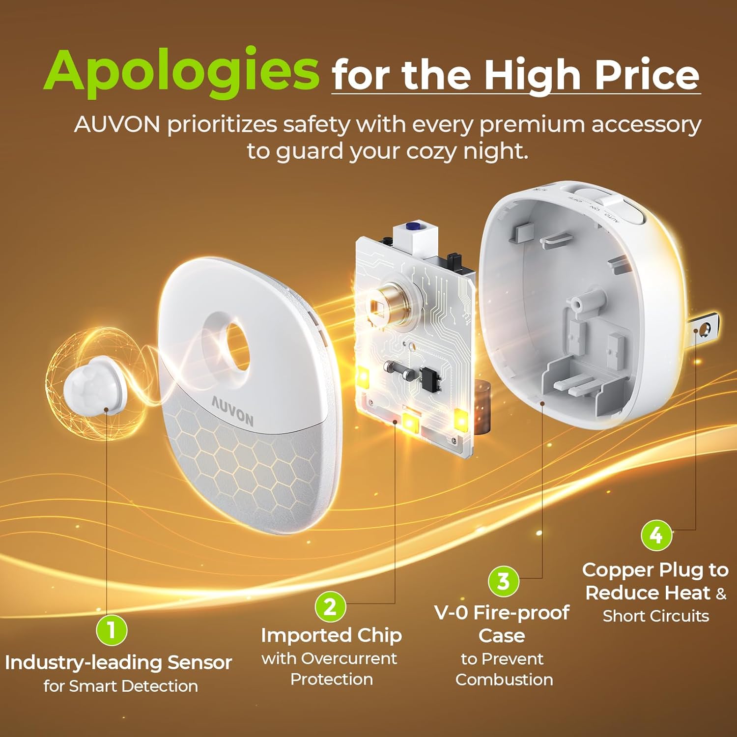 AUVON Plug in Night Light with Motion Sensor and Dusk to Dawn Sensor, Mini Warm White LED Nightlight with 1-50 lm Adjustable Brightness…