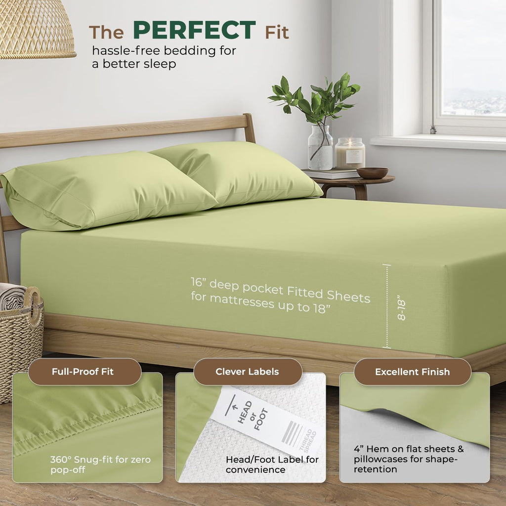 THREAD SPREAD 100% Organic Cotton Sheets Twin XL Size - 3 PC Organic Cotton Twin XL Percale Weave Sheet Set, Soft, Cooling, Crisp &…