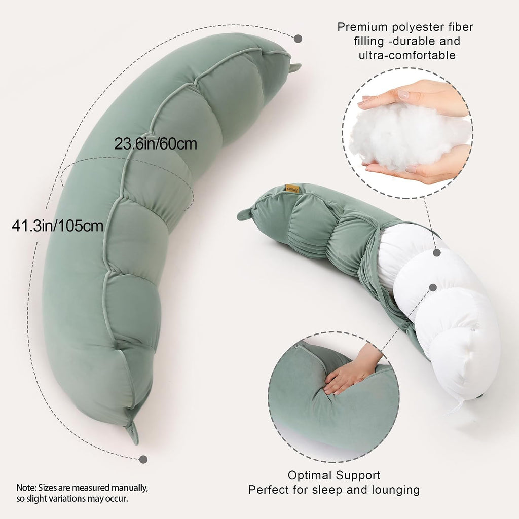 Peallow(Pat. Pend) – Long Round Body Pillow for Adults, Bolster Pillow for Sleeping, Soft and Supportive Pillow for Sleeping & Lumbar…
