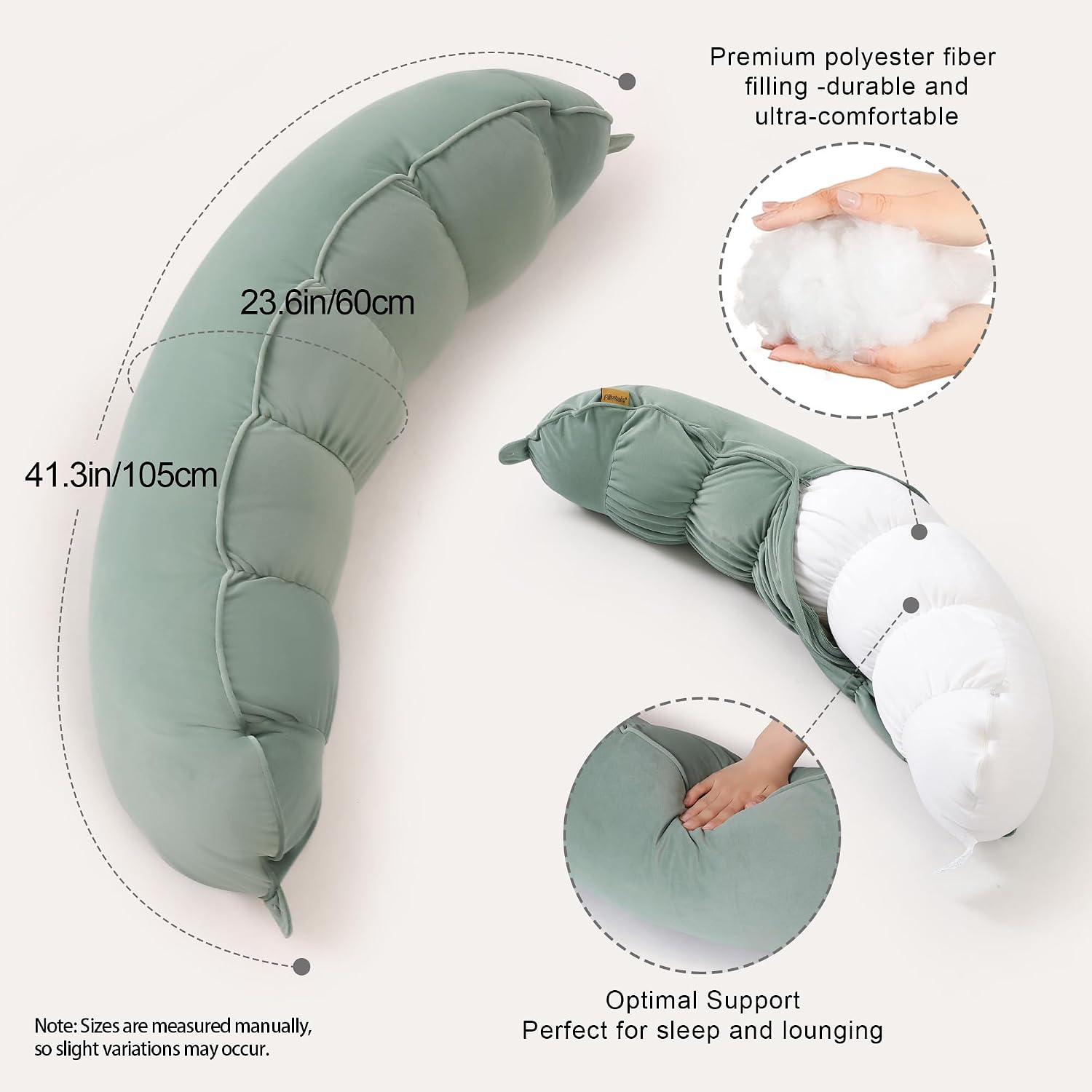 Peallow(Pat. Pend) – Long Round Body Pillow for Adults, Bolster Pillow for Sleeping, Soft and Supportive Pillow for Sleeping & Lumbar…