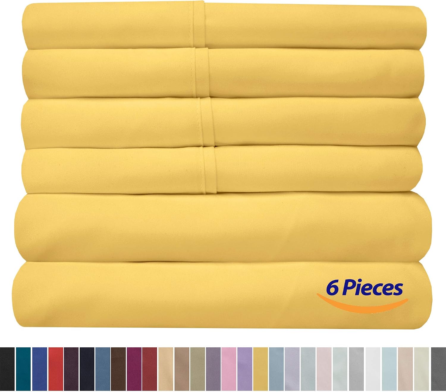 SweetHomeCollection Sweet Home Collection Quality Deep Pocket Bed Sheet Set - 2 Extra Pillow Cases, Value, Twin XL, Yellow, 4 Piece (Pack o…