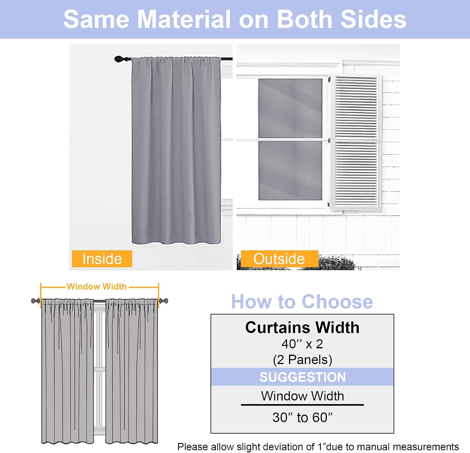 Simplebrand Ava Silver Grey Short 36 Inches Blackout Curtain 2 Panels Set, Half Window Rod Pocket Privacy Curtain Tiers for Kitchen, Curtai…