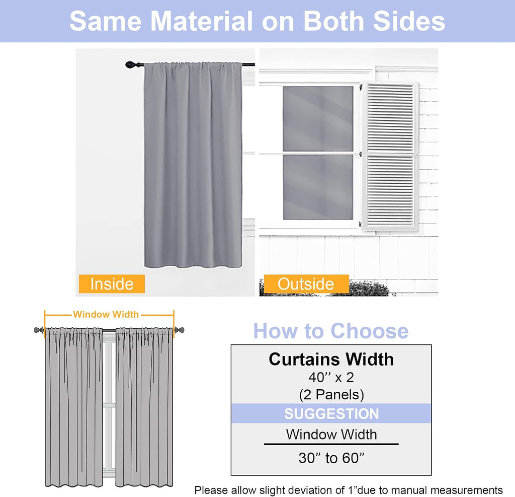 Simplebrand Ava Silver Grey Blackout Curtains for Bedroom 90 Inches Long 2 Panels Set, Solid Privacy Energy Saving Living Room Window …