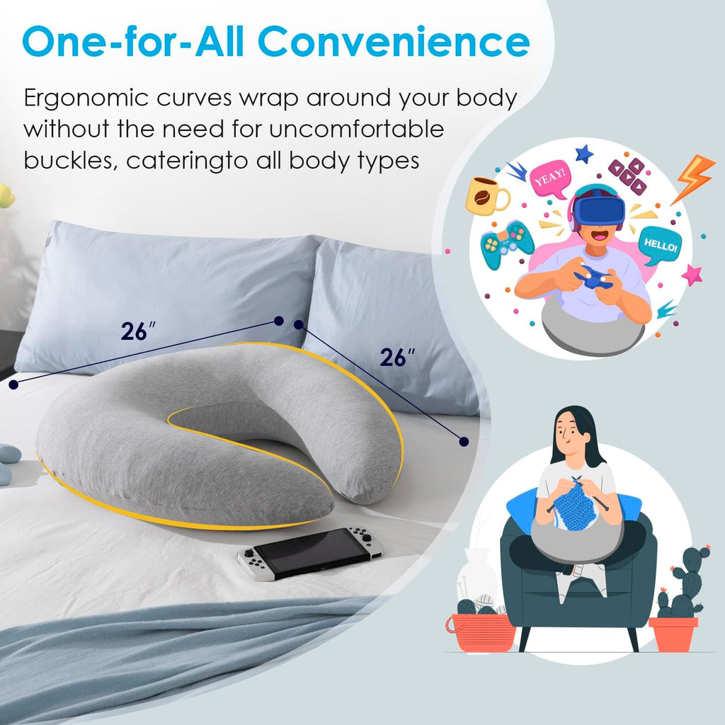 Queenrose QUEEN ROSE Reading Pillow, Gaming Pillow for Lap Replacement Cover, Cooling Grey Grey