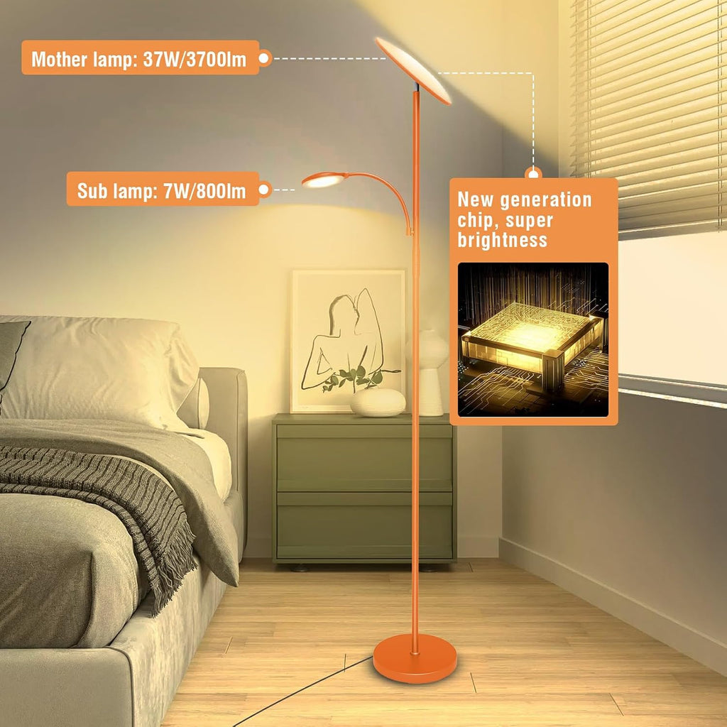 Marctronic Orange Floor Lamps for Living Room, 44W/4500LM Super Bright 2 in 1 LED Floor Lamp with Remote, Stepless Dimmable 50FT blue