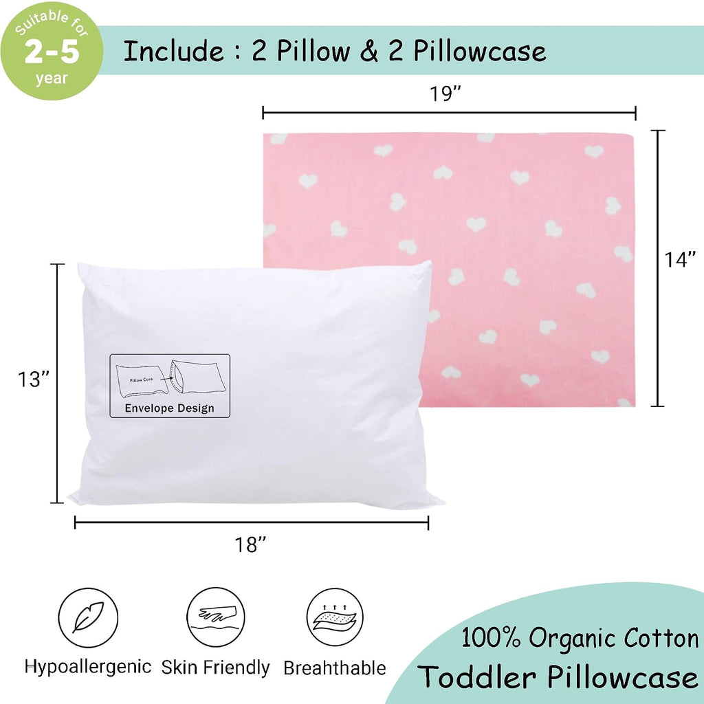ZPECC-ABrandThatHasBeenFocusedOnBeddingFor20Years ZPECC Toddler Pillow with Pillowcase 2 Pack - 13x18 Organic Cotton Hypoallergenic Kids Pi…