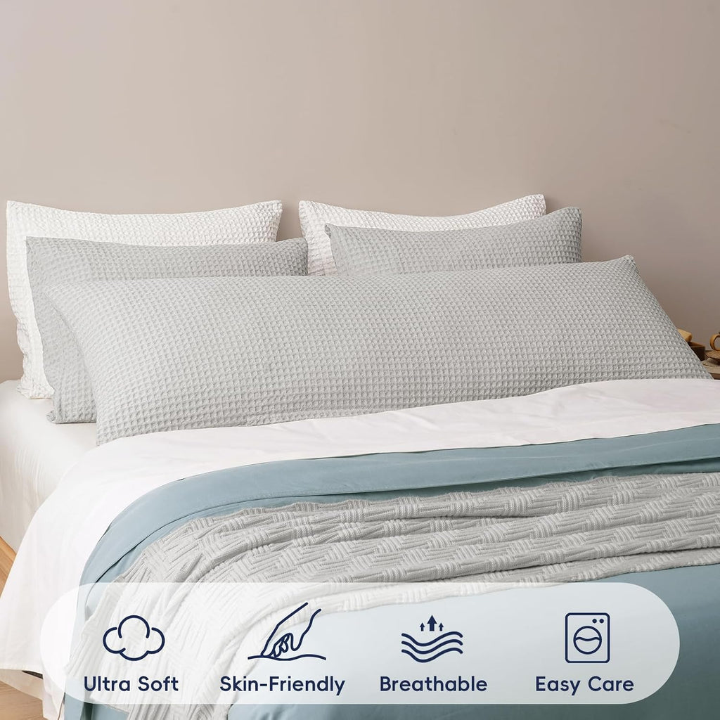 Phf Ultra Soft Waffle Weave Body Pillowcase with Zipper, No Insert, 1Pack 20" x 54" Pillow Sham, Breathable & Skin-Friendly Body Pillow cas…