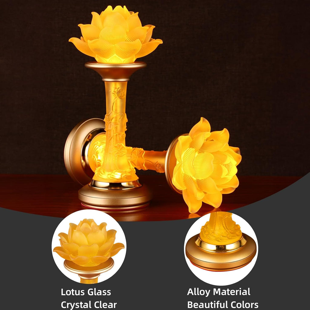 10inch 1 Pair-7 Color LED Lotus Flower Lamp - Petal Lotus Buddhist Lamp Lights, Buddha Lamp Light with Adjustable Switch for Buddhist…