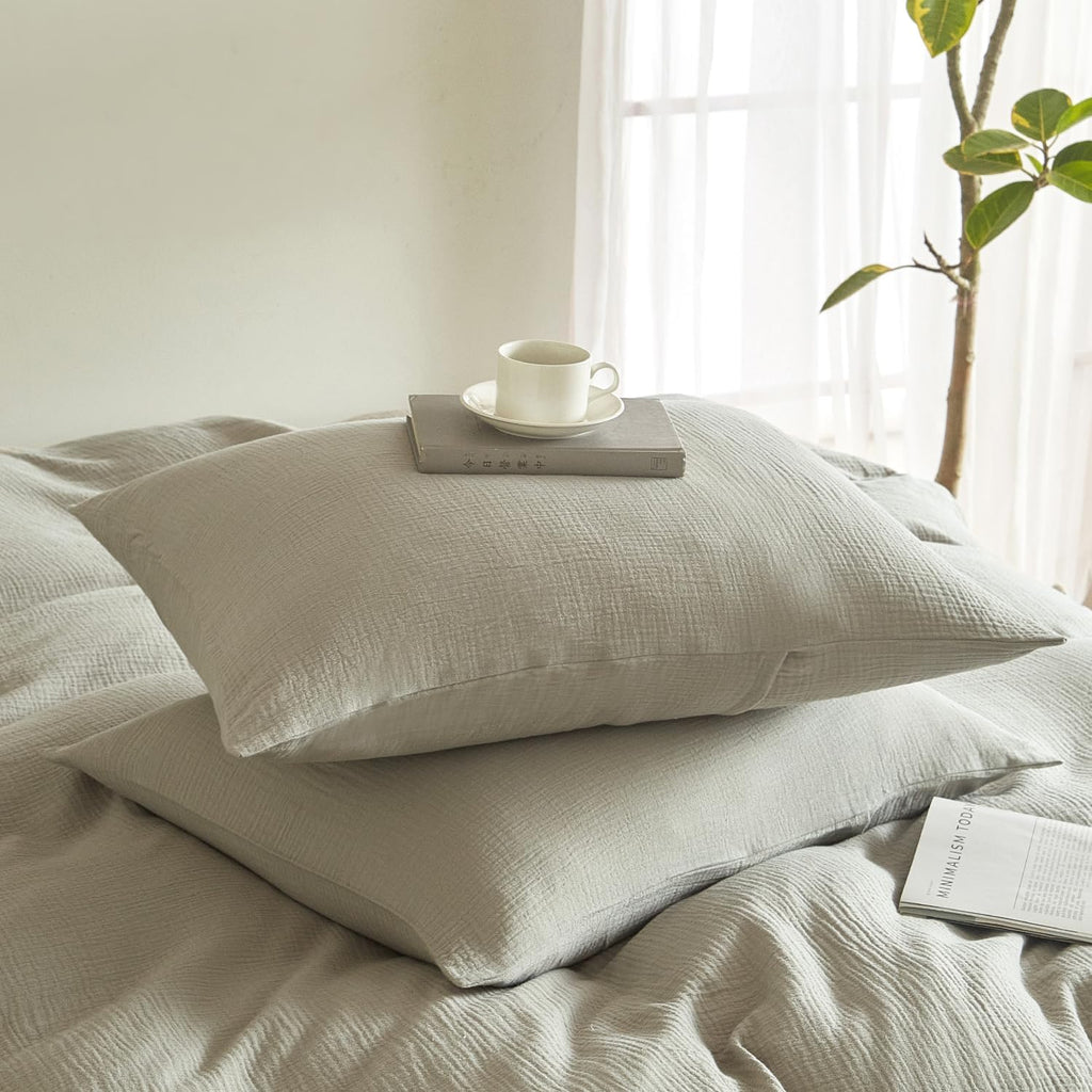 DefineCozyHealthyLife SE SOFTEXLY Muslin Pillowcases Standard Size 100% Cotton, 2 Pack Linen Like Pillow Shams with Envelope Closure, Ultra…
