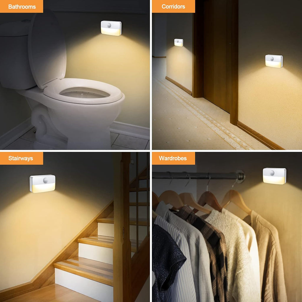 Jxtz 12 Pack Motion Sensor Night Light, Stick-On Motion Sensor Lights Indoor, Battery Powered Under Cabinet Kitchen Lights with Adhesive Pa…
