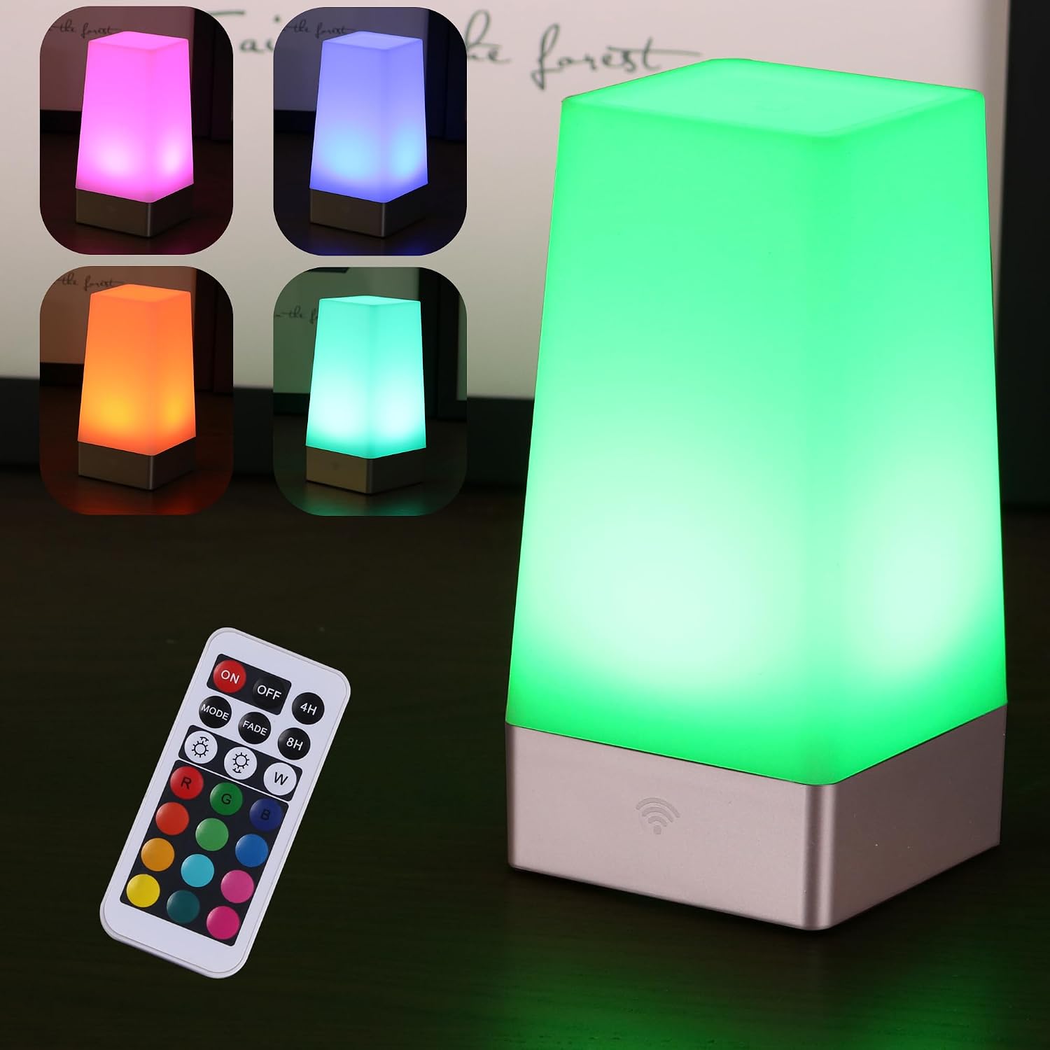 WRalwaysLX LED Square Night Light with Remote Control, Color Changing Table Lamp Battery Operated Lamp for Kids Room, Bedroom, Kitchen USE…