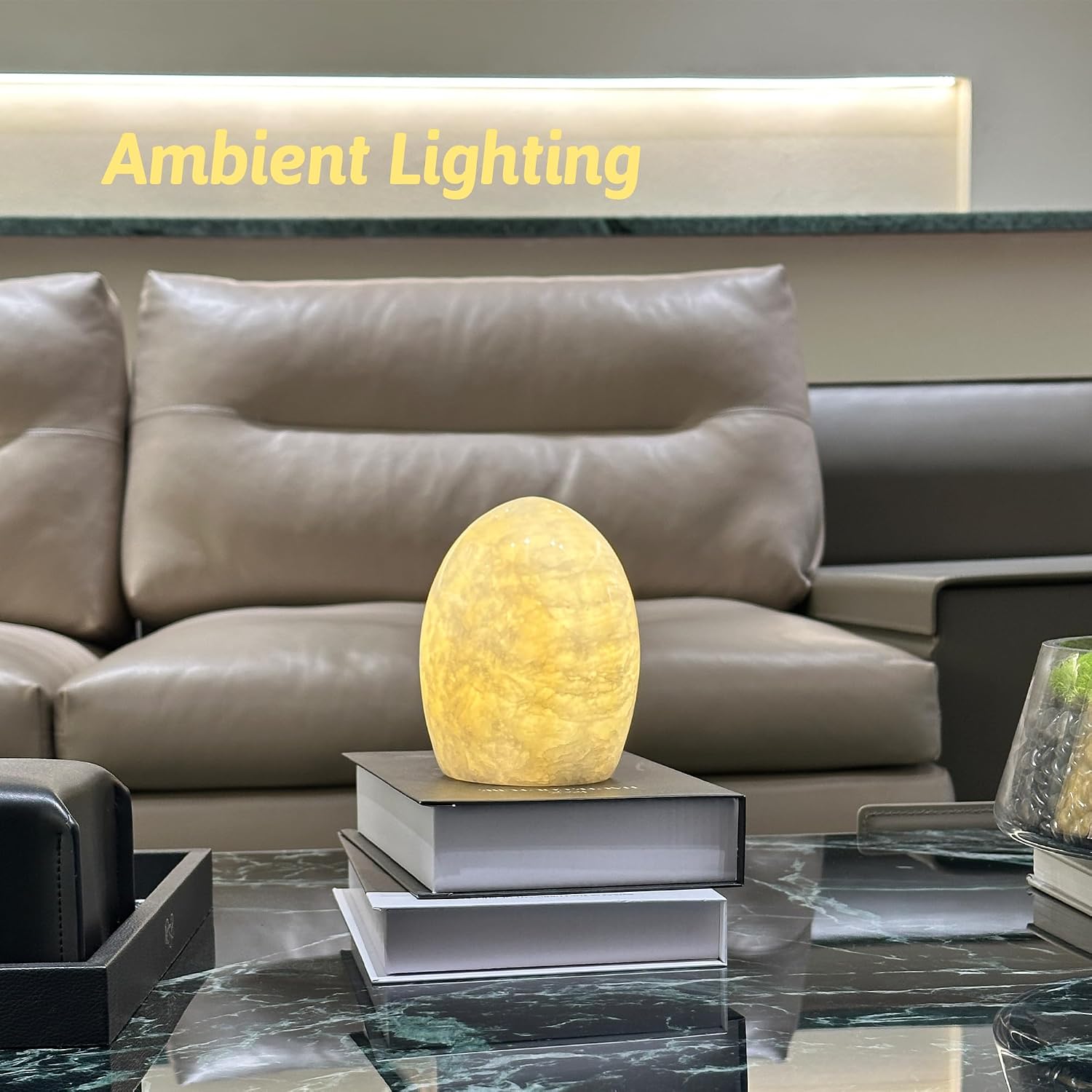 Marble Jade Touch Table Lamp Easter Egg Desk Bedside Cordless Lamps for Living Room Night Stands USB-C 3-Level Brightness, LED Night…
