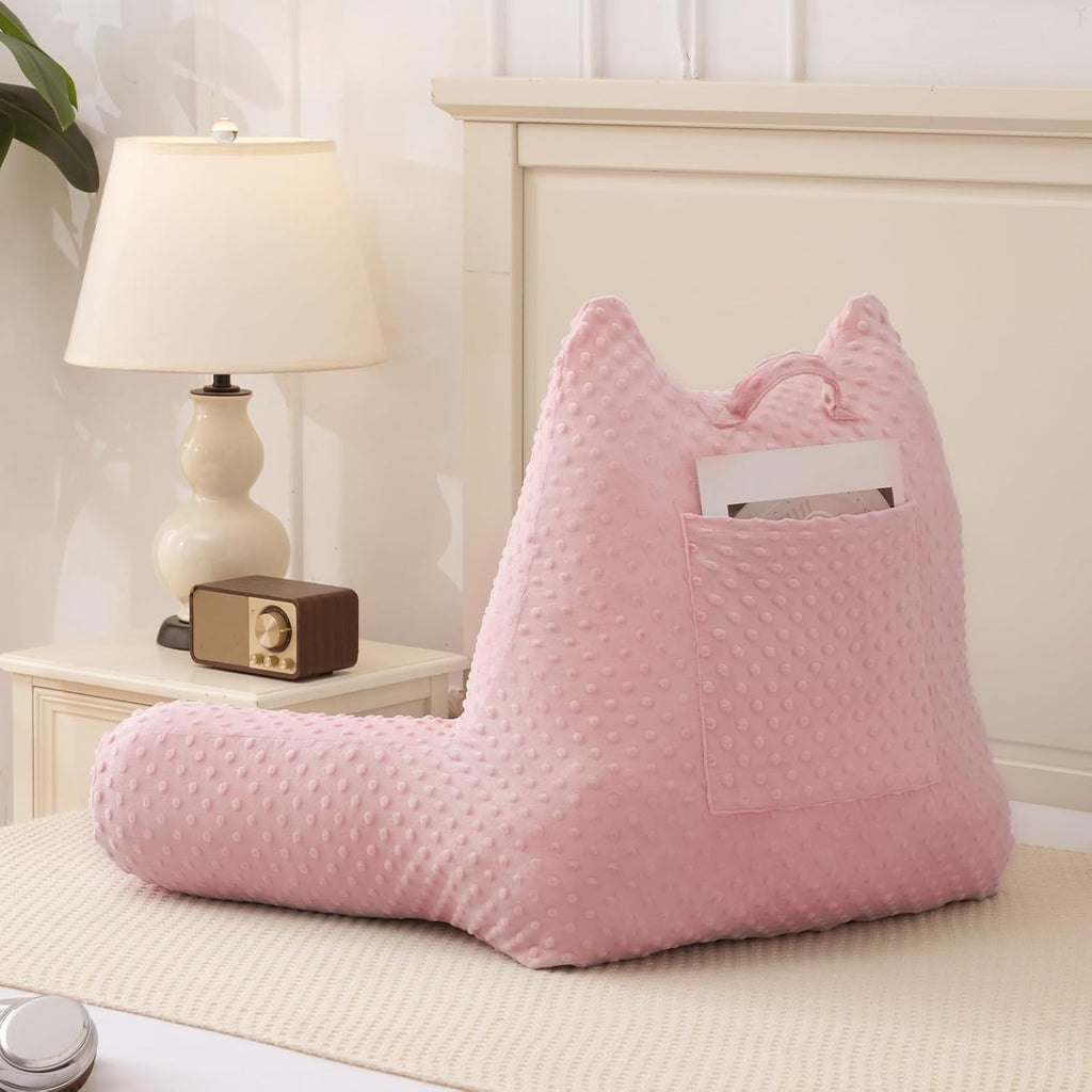 Reading Pillow for Kids Sitting in Bed Couch Adult, Back Pillow for Bed Sitting Up, Back-Rest Support Cushion with Pockets and Arms…