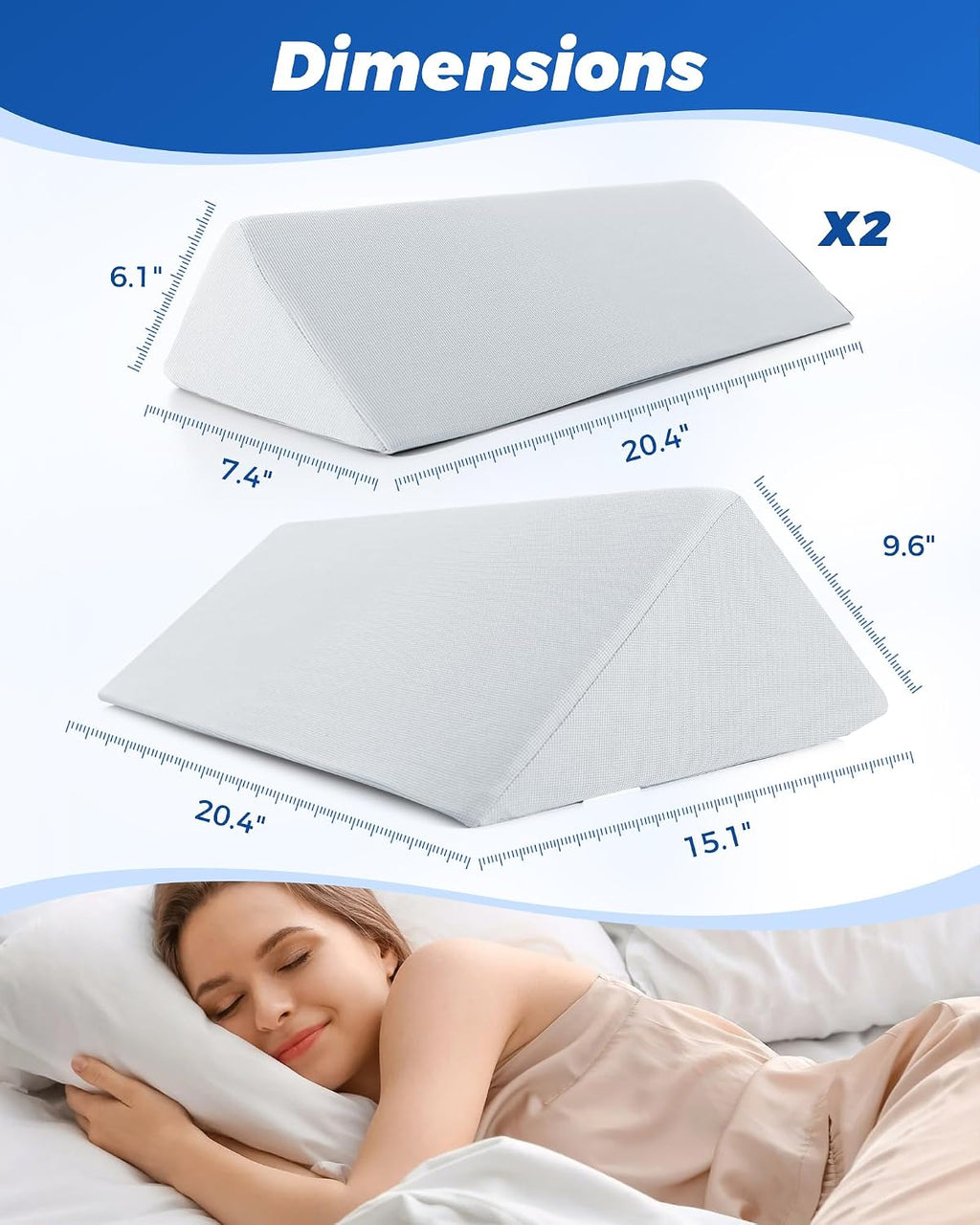 Fanwer Positioning Wedge Pillow for Side Sleeping (3 in 1), 40 Degree Triangle Bed Wedges & Body Positioners for Back Pain, Preventing Beds…