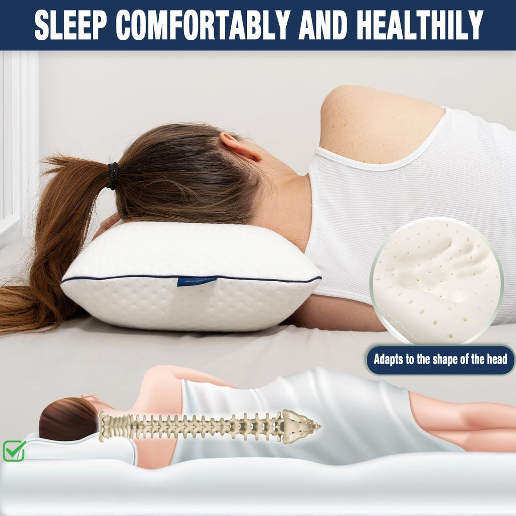 alkamto Travel & Camping Comfortable Memory Foam Pillow – Easy to Carry Portable Bag – Temperature Regulating Pillow Case