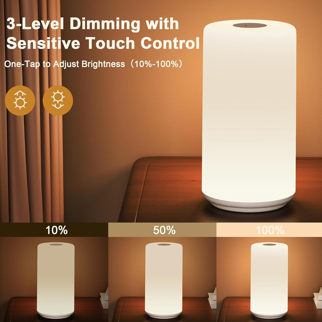 Touch Bedside Table Lamp, [RGB Mode] 3 Way Dimmable Warm White Lights for Bedroom, Multi-Color Smart Nightstand Lamp Desktop LED Lamp for…