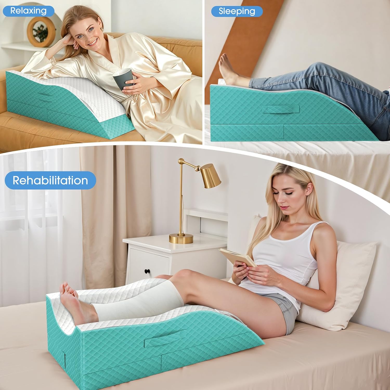 TranquilRelax TranquilRelax Elevation Pillows for Leg After Surgery, Memory Foam Adjustable Wedge Pillow for Injury or Rest, Ankle P…