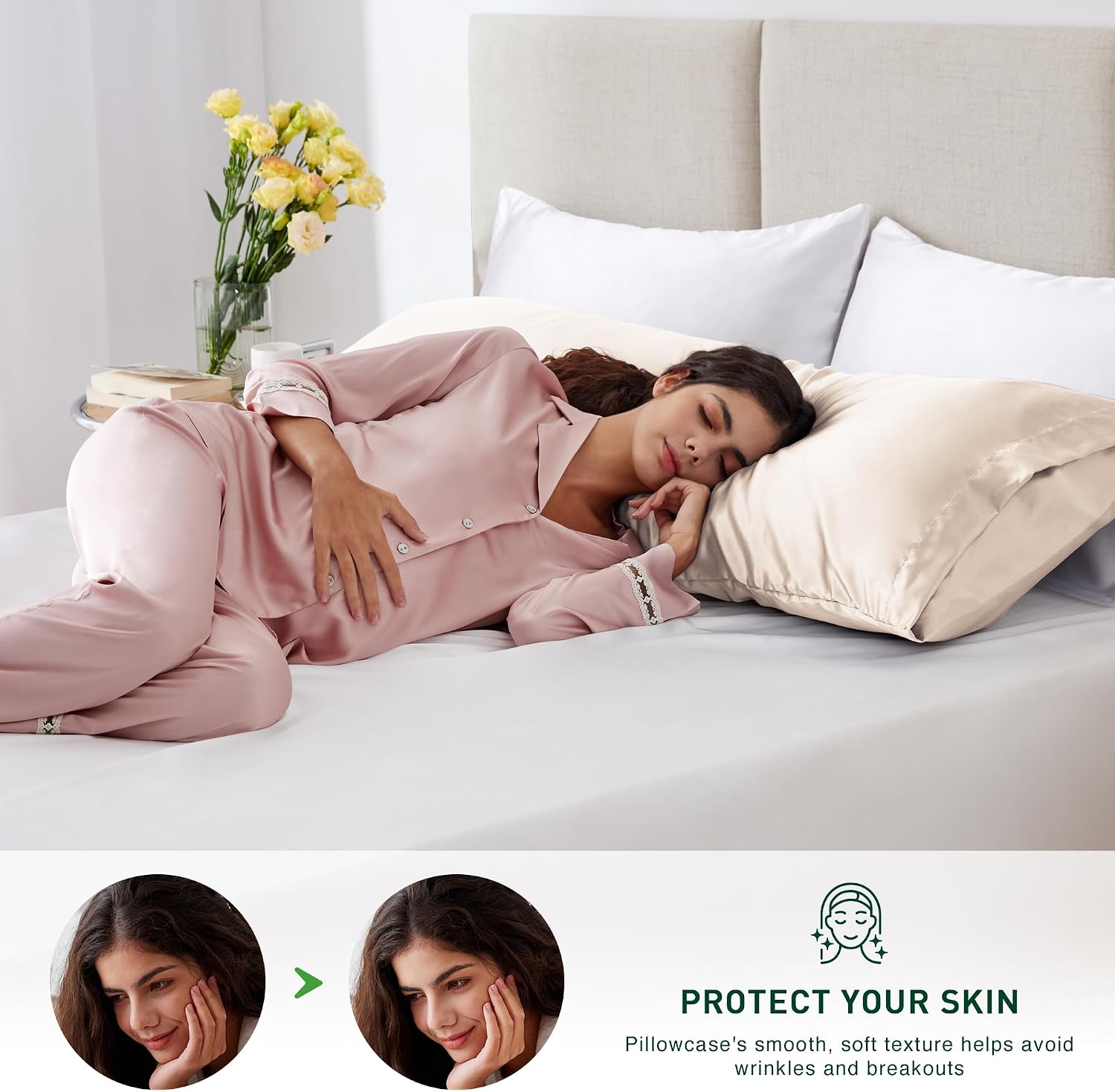 Lovescabin Love's cabin Satin Body Pillowcase 20x54, Cooling Pillow Cover for Hair and Skin, Silky Smooth with Envelope Closure, Similar to…