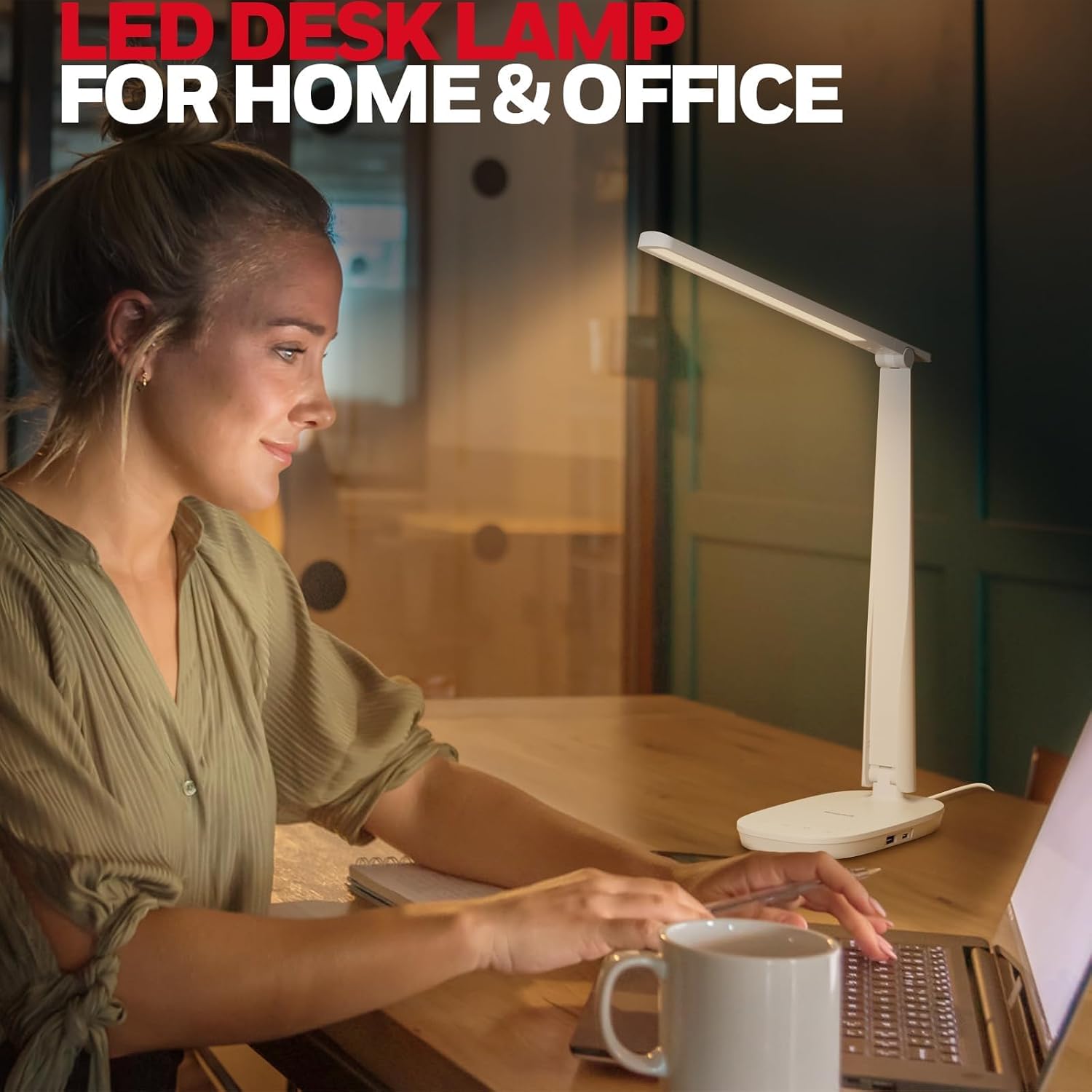 Honeywell HWT-H2 LED Desk Lamp, CRI94 Full Spectrum Eye-Caring Table Light, Foldable Dimmable 4 Color Modes with USB A+C Charging Ports…