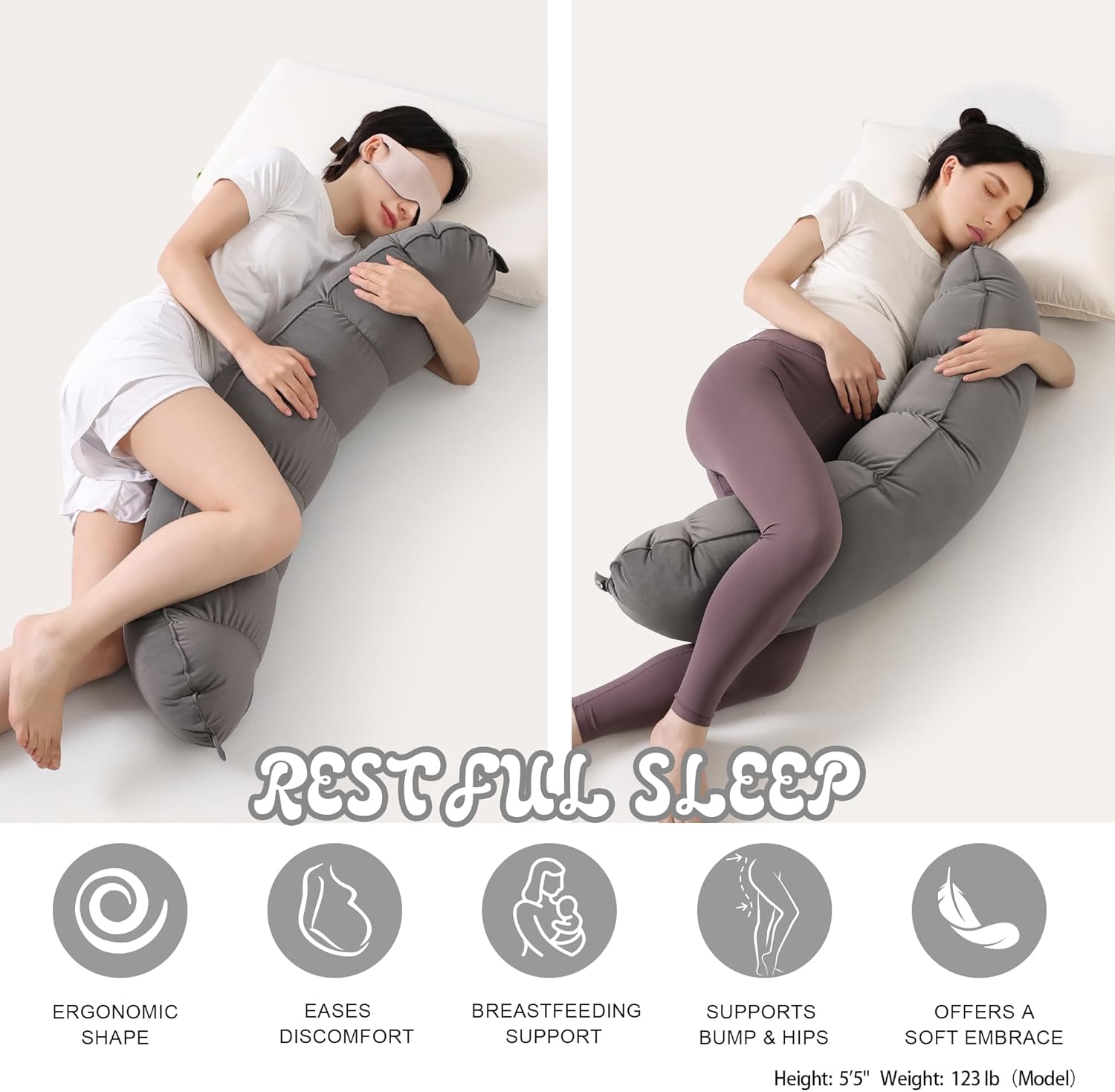 Peallow(Pat. Pend) – Long Round Body Pillow for Adults, Bolster Pillow for Sleeping, Soft and Supportive Pillow for Sleeping & Lumbar…
