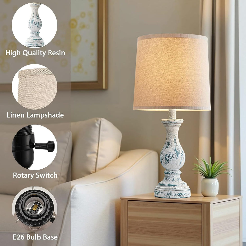 Seealle Farmhouse Table Lamps Set of 2 - Rustic Lamp for Bedroom Living Room, 22" Boho Bedside Lamps for Night Stands End Table Office…
