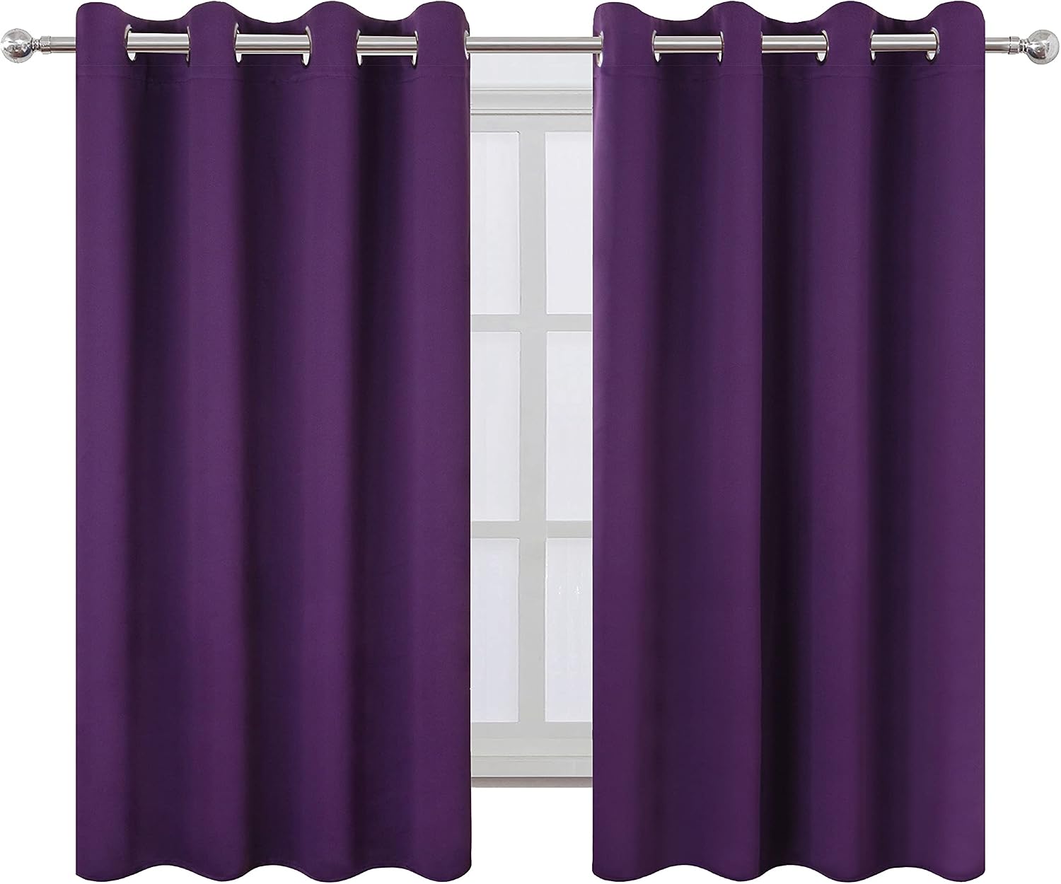 Lemomo Purple Thermal Blackout Curtains/52 x 54 Inch/Set of 2 Panels Room Darkening Curtains for Bedroom 54 Inch silver
