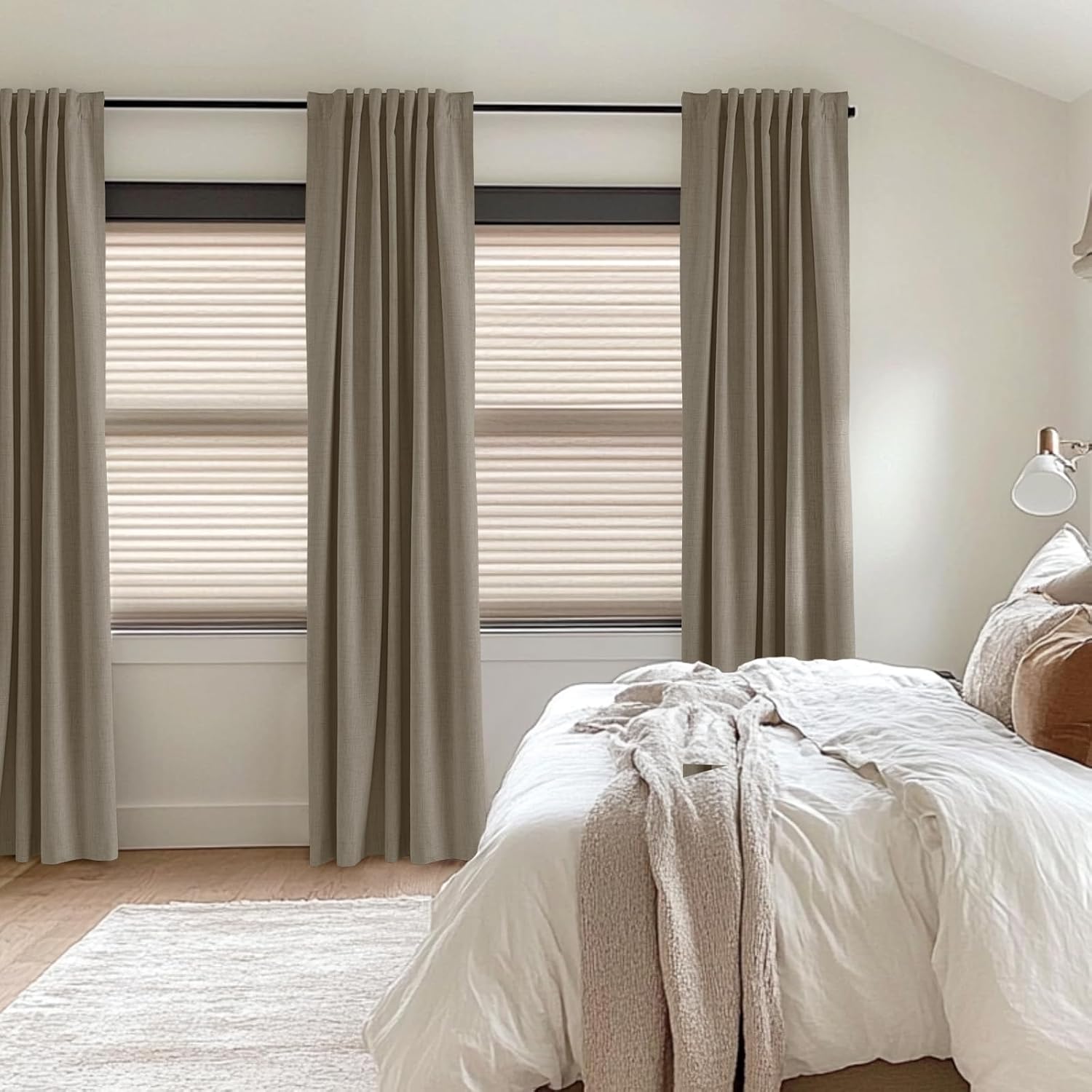 100BlackoutShield 100% Blackout Shield Linen Blackout Curtains for Bedroom 90 Inches Long, Back Tab/Rod Pocket Living Room Drapes, Thermal…