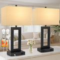 Tobusa 28’’ Tall Lamps for Living Rooms Set of 2, Modern Black Touch Control Table Lamps for Bedroom, 3 Way Dimmable Bedside Lamps with 2 U…