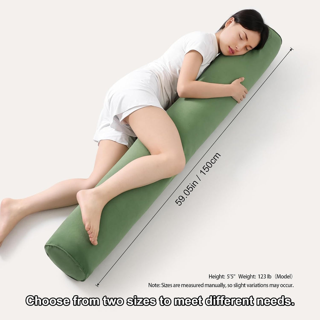 Body Pillow for Adults, Long Round Pillow, Big Cylindrical Pillow, Large Full Bolster Pillows for Side Sleepers (Olive Green, 59"*7.87")