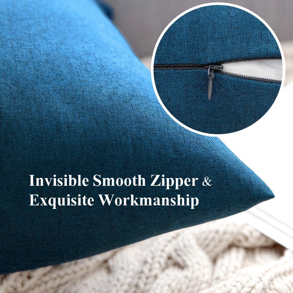 Miulee Pack of 2 Decorative Outdoor Solid Waterproof Throw Pillow Covers Faux Linen Garden Farmhouse Coastal Cushion Cases for Summer Patio…