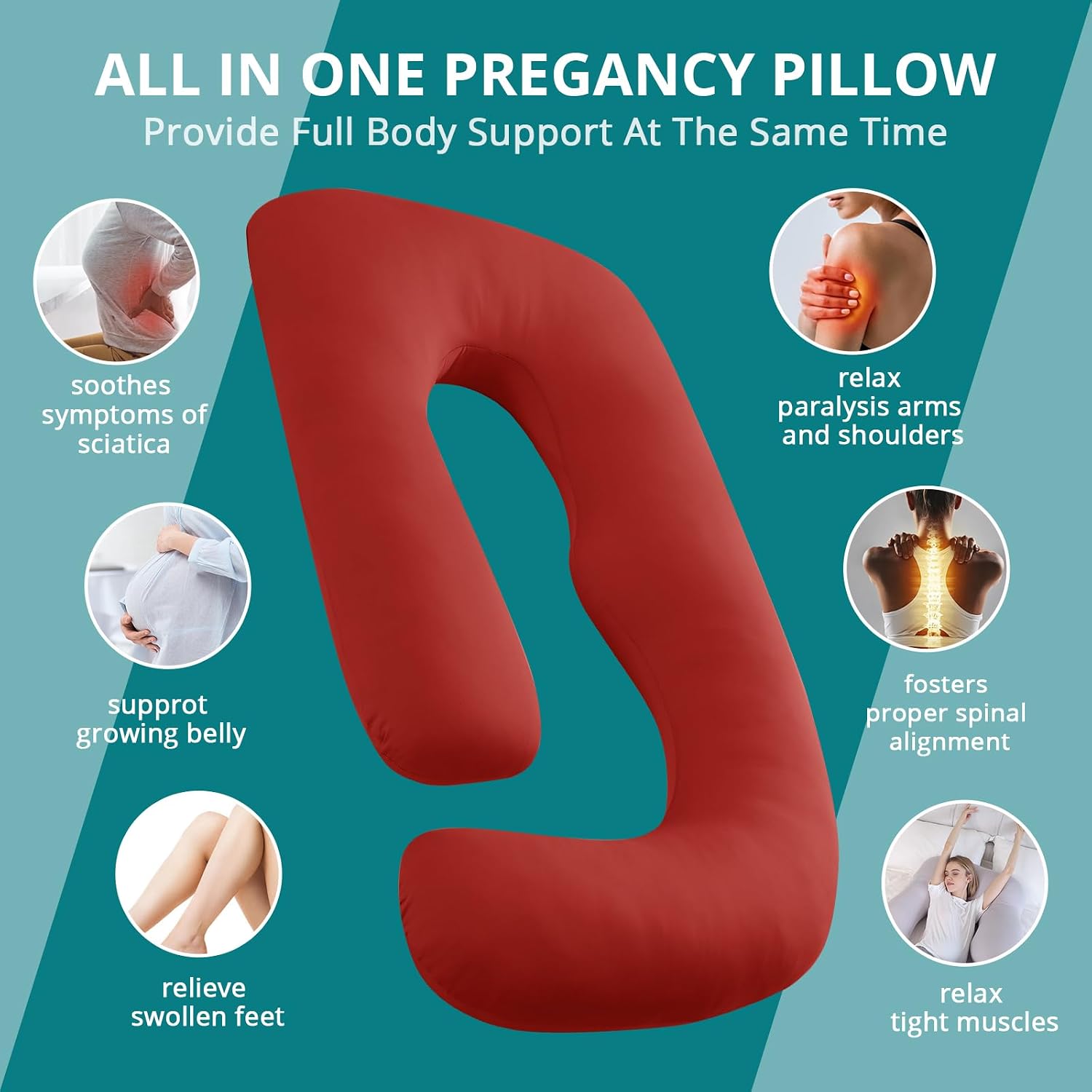 Sasttie Pregnancy Pillows for Sleeping, U Shaped Cooling Full Body Pillow with Removable Cover, Pregnant Women Must Haves, Maternity Essent…