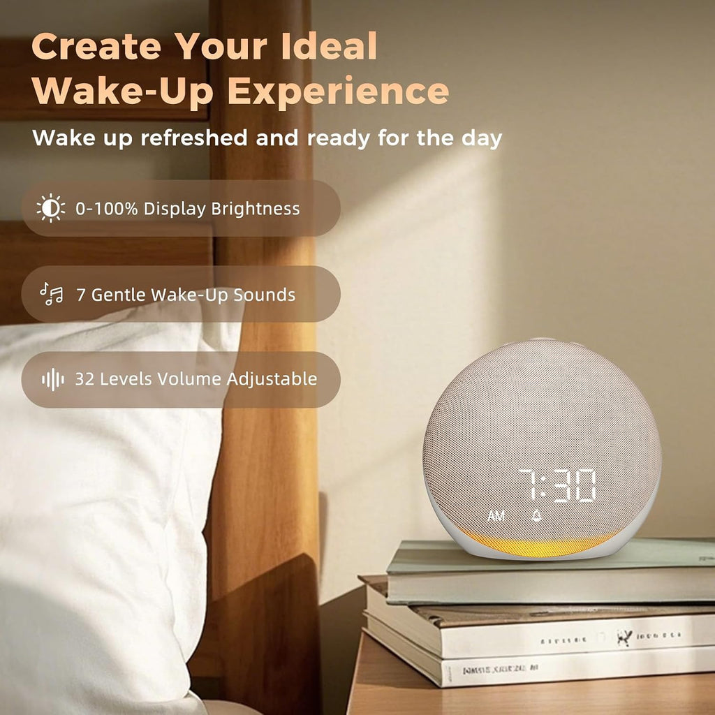 Acedeck Sound Machine Alarm Clock for Bedroom: 25 Natural Sleep Sounds - White Noise Machine for Adults Kids Baby - Gentle Wake Up Alarm wi…