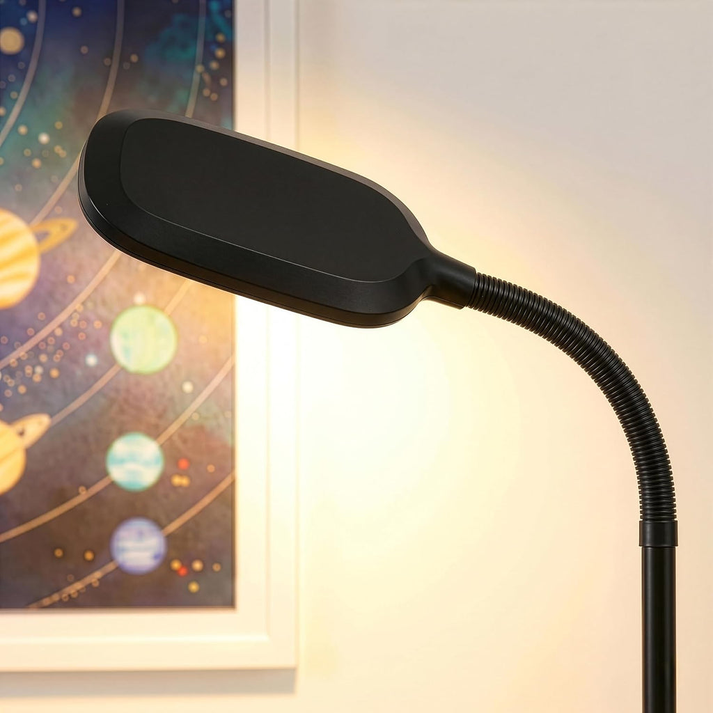 Brightech Litespan - Bright LED Floor Reading Lamp for Over Chair Crafts and Reading, Esthetician Light for Lash Extensions, Gooseneck Adju…