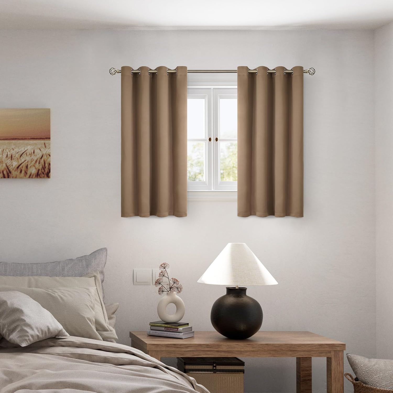 BGment Short 100% Blackout Curtains for Bedroom, Thermal Insulated Energy Efficiency Noise Reducing Grommet Curtains 54 Inch Length with Li…