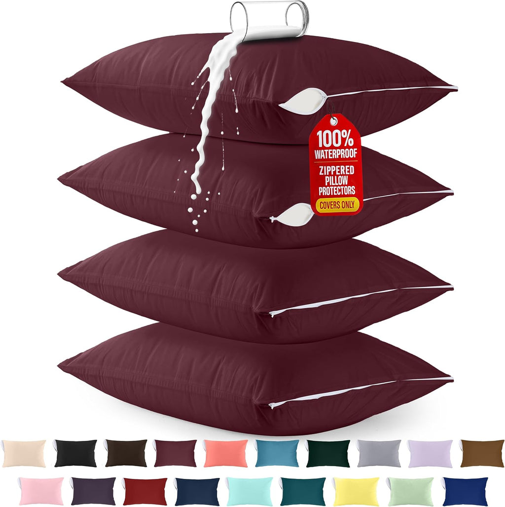 Utopiabedding Utopia Bedding 100% Waterproof Pillow Protectors with Zipper King Size (Set of 4), Bed Bug and Dust Mite Proof Zippered Pillo…