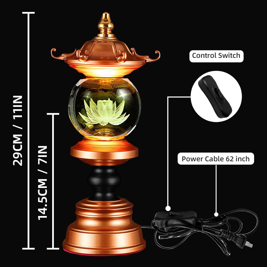11 Inch 1 Pair 7 Color LED Lotus Lamp Lights - Lotus Lights with Adjustable Switch for Buddhist Occasions, Meditation Buddhist Supplies
