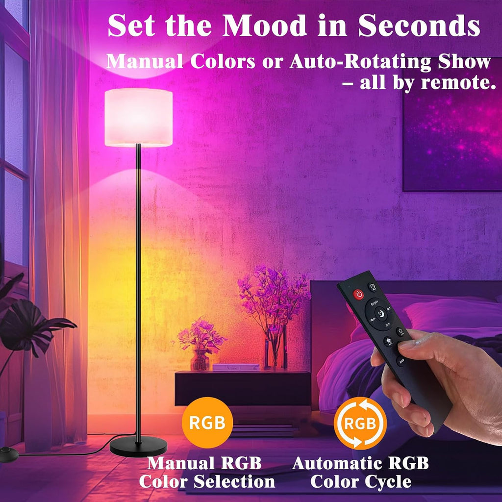 Smart Floor Lamp with APP & Remote Control - Dimmable RGB & White Light (3000K-6500K) for Living Room, Bedroom, Office - Modern Standing…