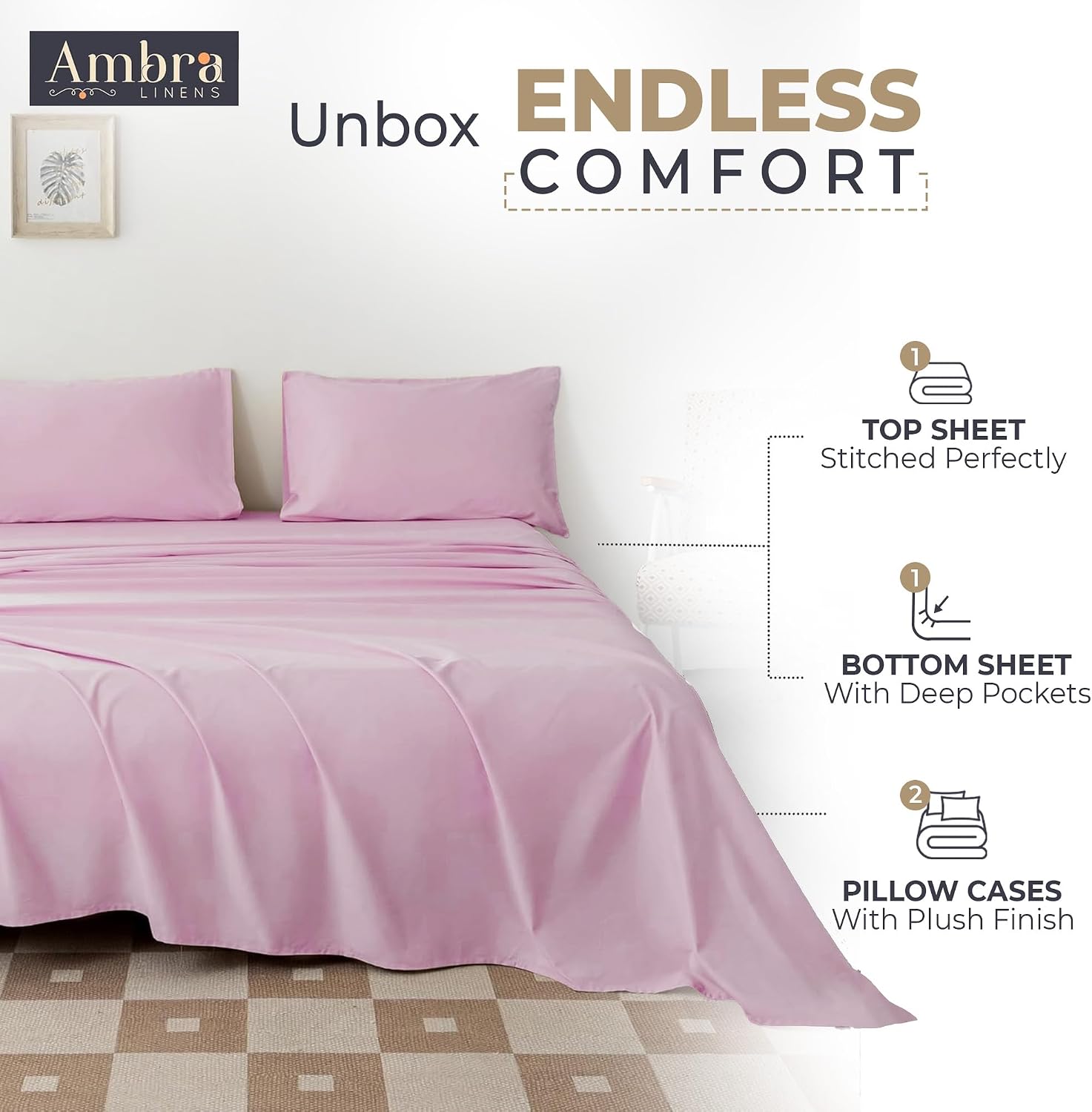 Ambra Linens 100% Organic Cotton Sheets Cal King Size - 4 PC Organic California King Sheet Sets - Soft, Comfy, Breathable & Cooling - 16” D…