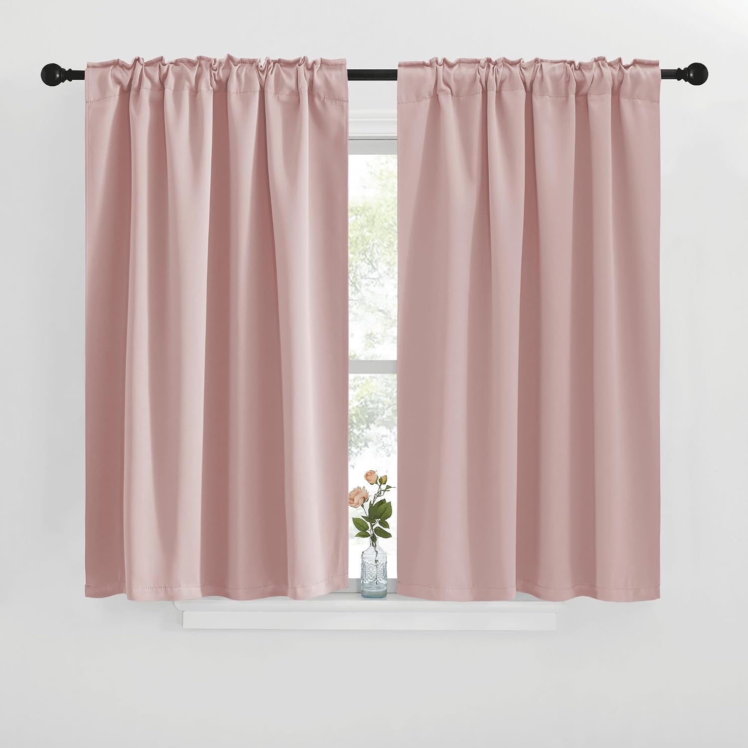 NICETOWN Window Treatment Blackout Curtains and Draperies - (Blush Pink Color) 42x40 inch, 2 Panels, Room Darkening Blackout Panel Drapes…
