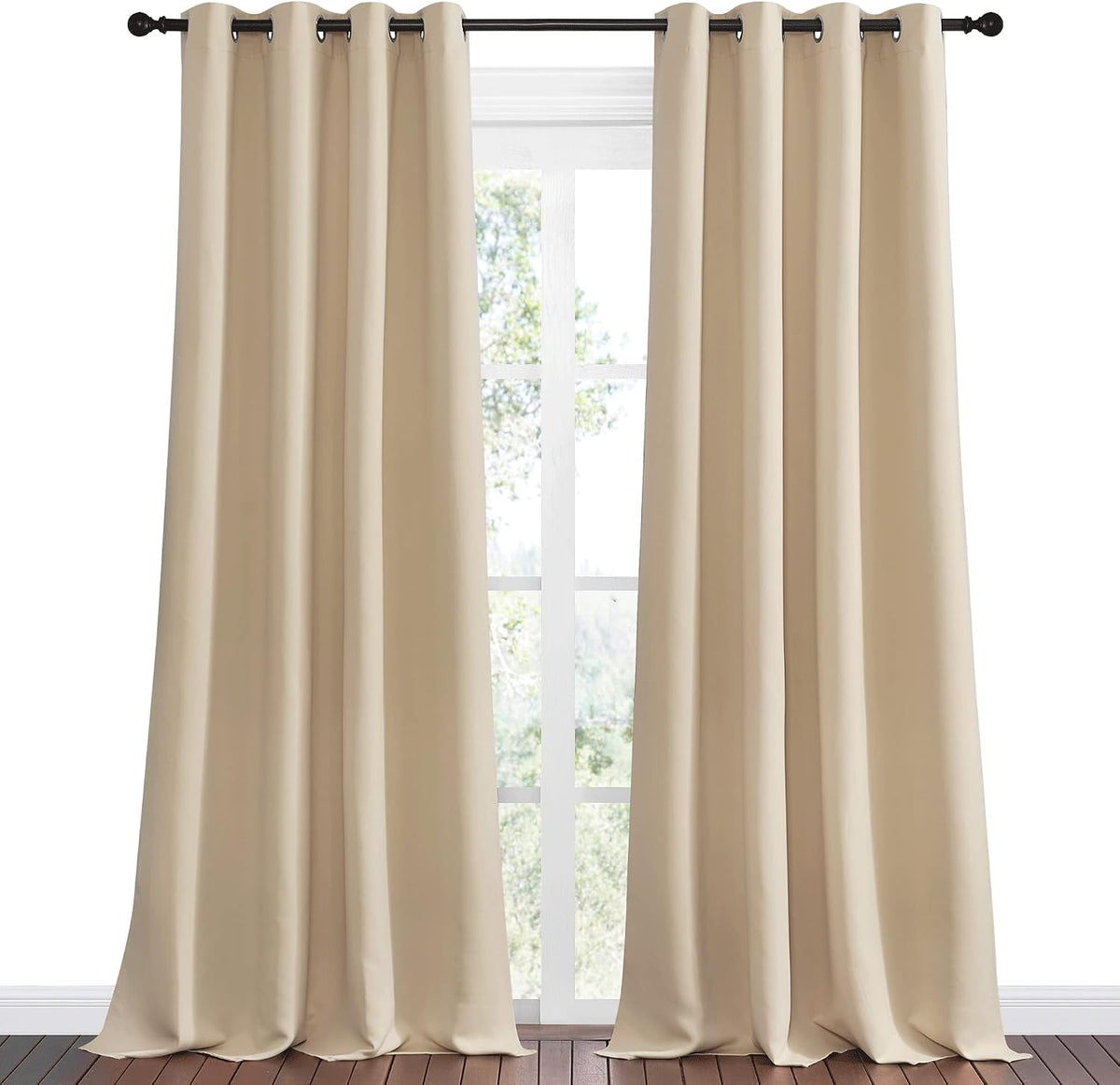 Nicetown Bedroom Room Darkening Curtains, Biscotti Beige, 1 Pair, 55 inches by 108 Inch, Triple Weave Microfiber Grommet Top Thermal Insula…
