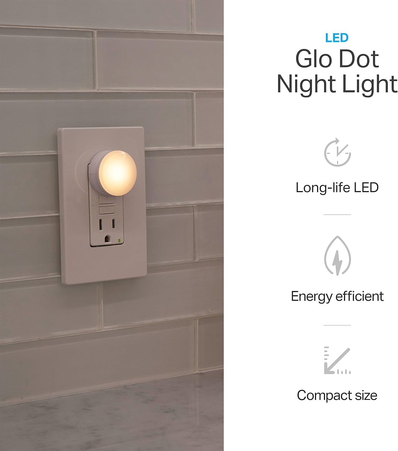 Lights by Night Mini LED Night Light, Plug-In, Dusk to Dawn Sensor, Warm White, Compact, Ambient Lighting, LED Lights for Bedroom…