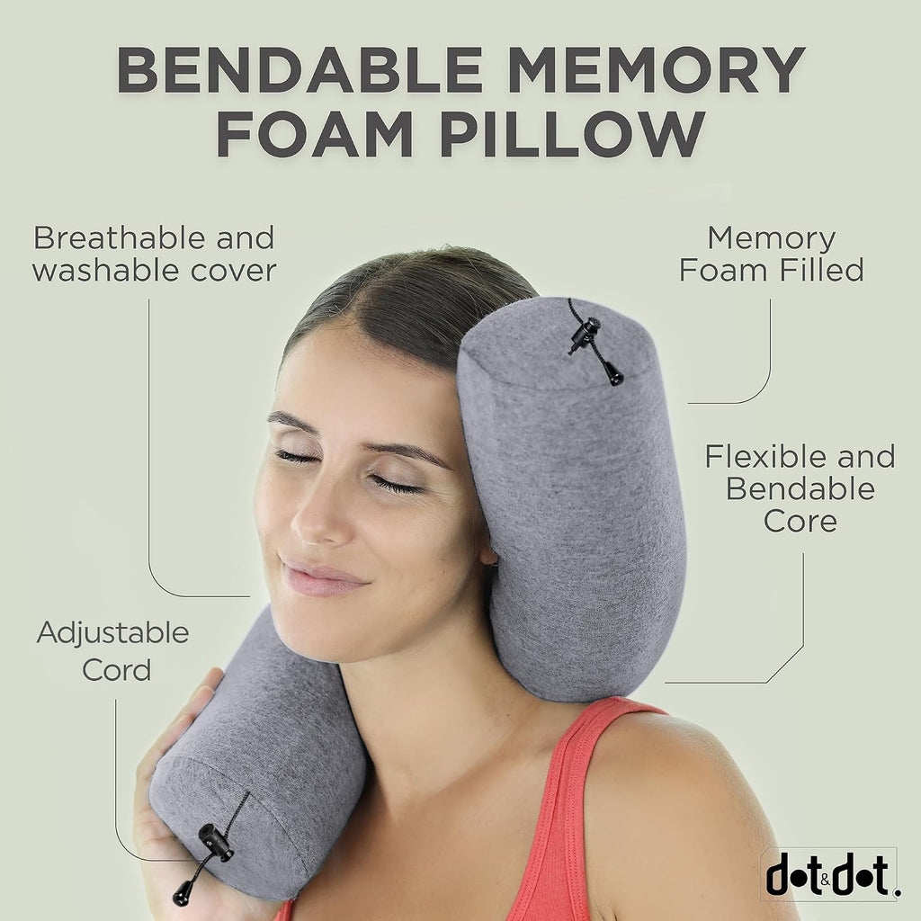 Dot&Dot Twist Memory Foam Travel Pillow for Airplanes - Travel Neck Pillow for Sleeping - Airplane Pillow for Neck Support, Chin, Lu…