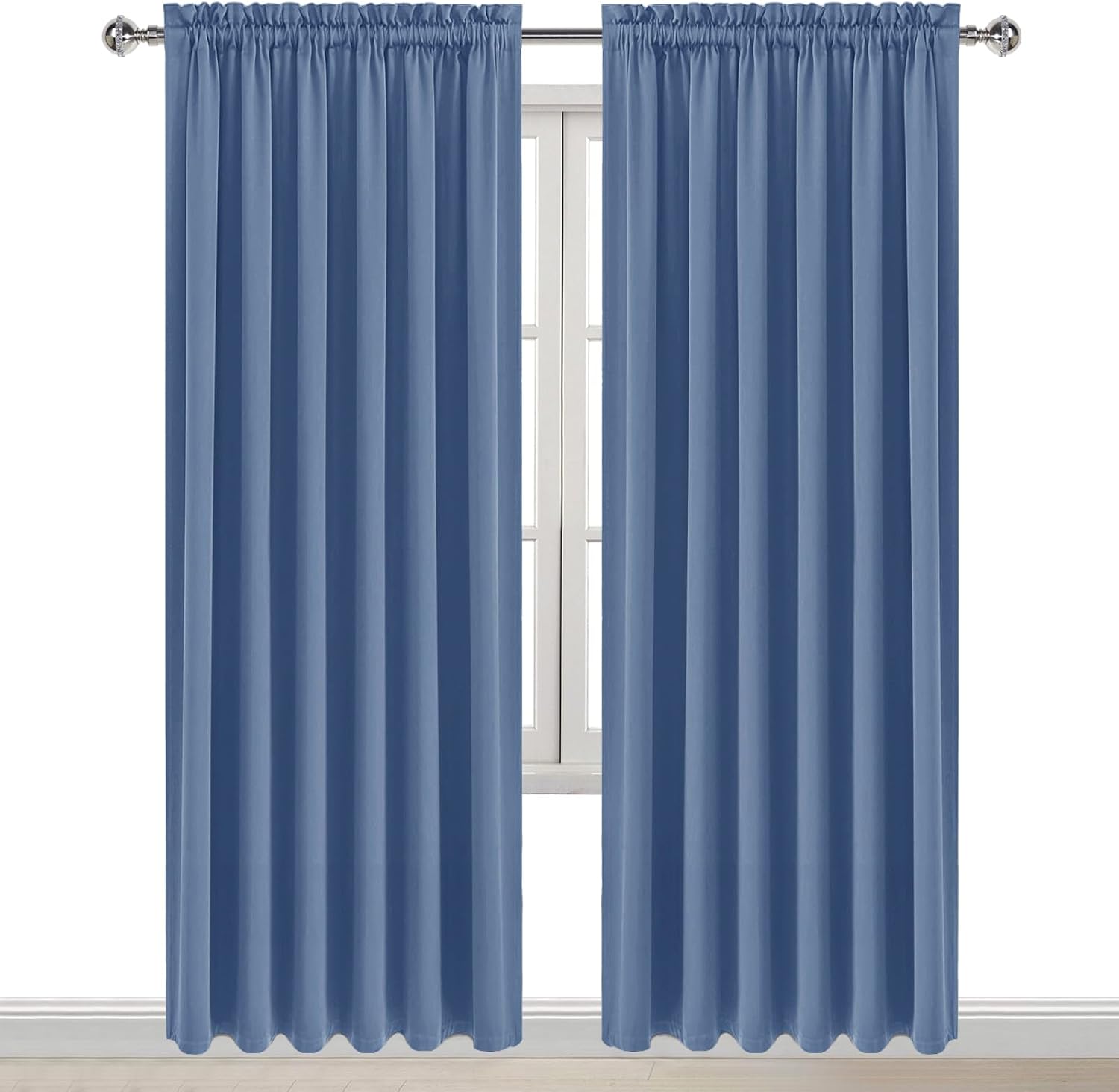 DWCN Blackout Curtains for Living Room Thermal Insulated, Energy Saving & Noise Reducing Bedroom Curtains, Dusty Blue, W 70x L 84 Inch…