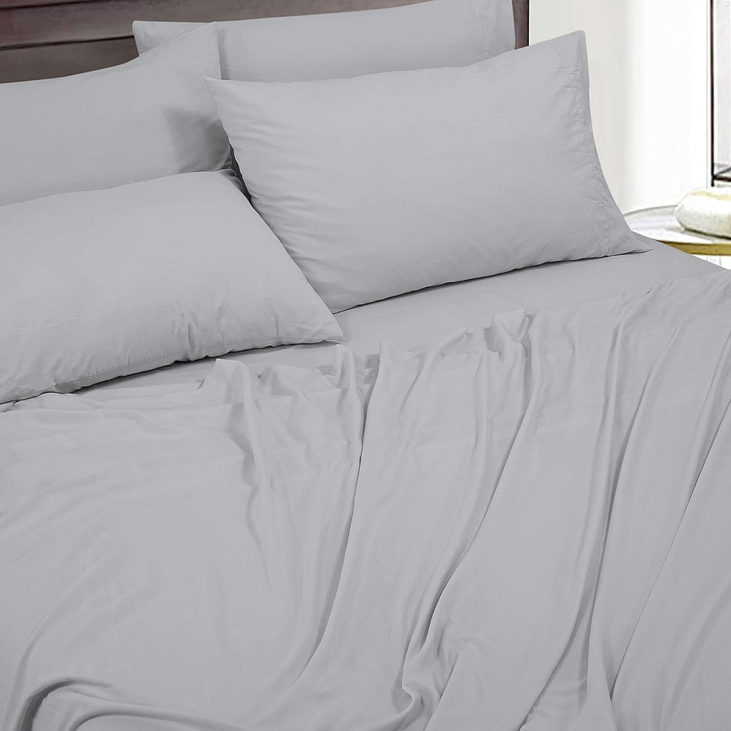 Royalelinens ROYALE LINENS 1500 Thread Count Cooling Sateen Poly/Cotton Sheet Set - 6 Piece Queen Bed Sheets - 1 Fitted, 1 Flat, 4 Pillow C…