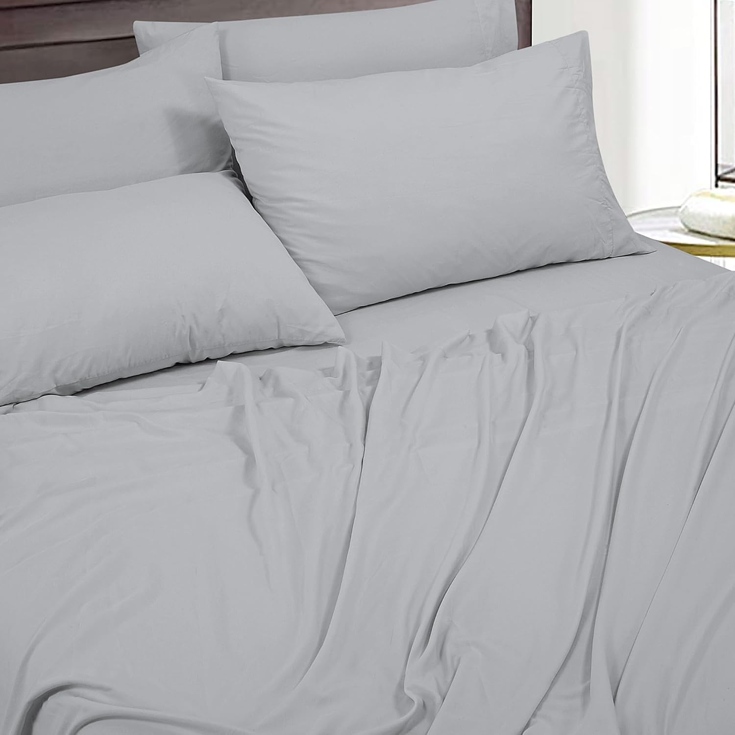 Royalelinens ROYALE LINENS 1500 Thread Count Poly/Cotton Cooling Sateen Sheet Set - 6 Piece California King Bed Sheets - 1 Fitted, 1 Flat,…